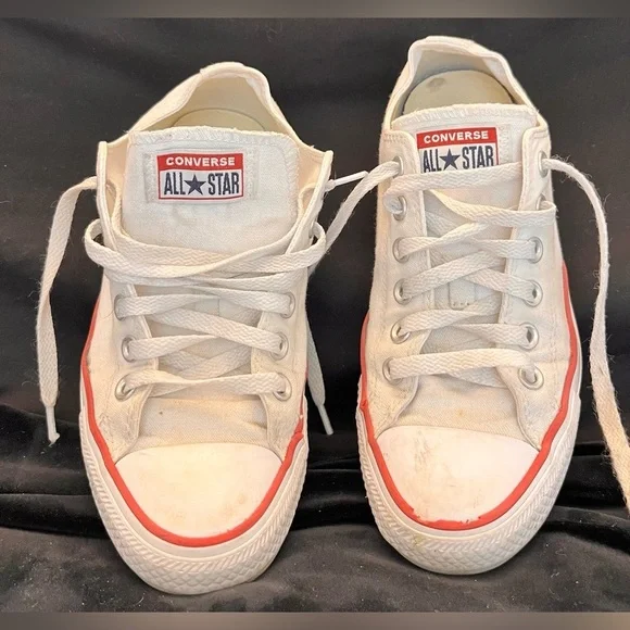 Converse All Star White Womens 7 Distressed Grunge Punk Guitar Comfort Sneakers - Picture 3 of 17